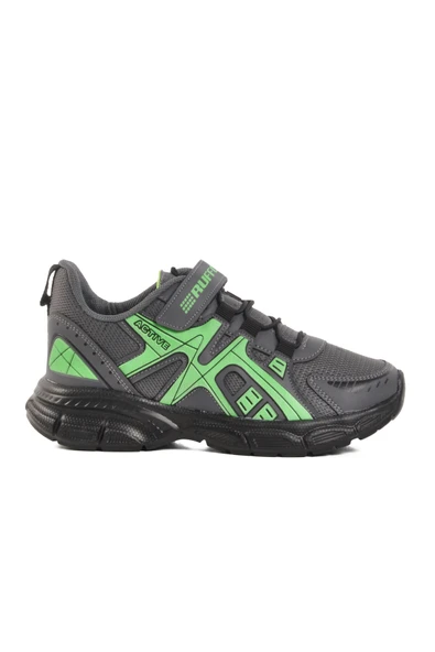 Ayakmod Füme Yeşil Cırtlı Fileli Hafif Unisex Çocuk Spor Ayakkabı Ruffon F