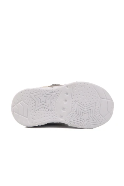 Ayakmod Beyaz Mavi Cırtlı Işıklı Hafif Unisex Çocuk Spor Ayakkabı Ruffon B - Resim 5