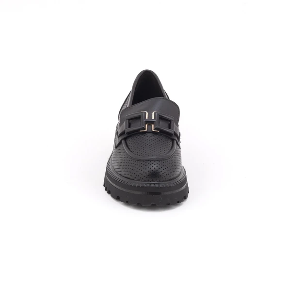 Venüs 2411530 Kadın Hakiki Deri Baskılı Tokalı Kalın Taban Loafer Ayakkabı - 8