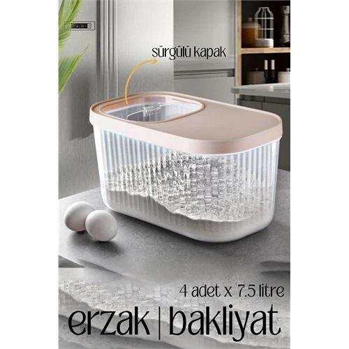 MultiBox Erzak Bakliyat Kutusu Sürgülü Kapak 7.5 Litre 4 ADET