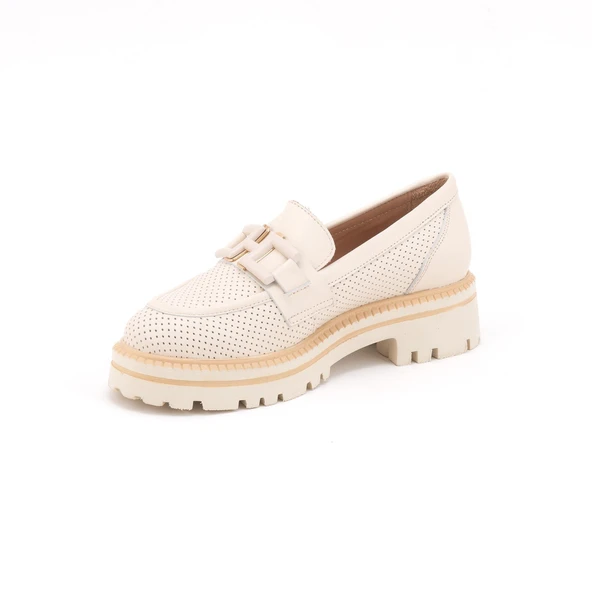 Venüs 2411530 Kadın Hakiki Deri Baskılı Tokalı Kalın Taban Loafer Ayakkabı - 4