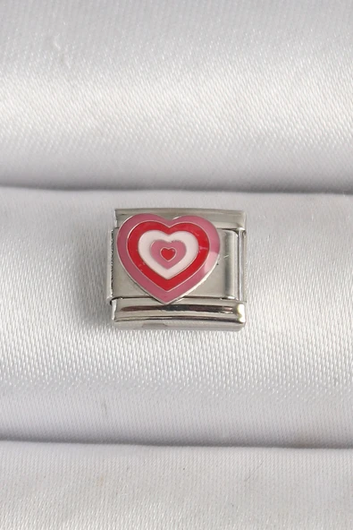 MuI MuI 316L Çelik Gümüş Renk Pembe Kalp İşlemeli Nomination Charm ürün görseli 1