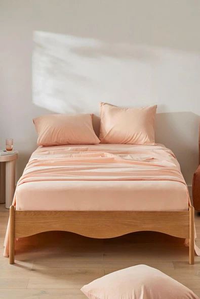 4 Adet Düz Pamuklu Tek Kişilik 80 x 200 x 30 cm Lastikli Penye Çarşaf - 12