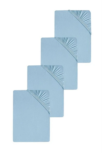 4 Adet Düz Pamuklu Tek Kişilik 80 x 200 x 30 cm Lastikli Penye Çarşaf - 5