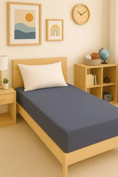 120 x 200 x 30 cm Düz Pamuklu Tek Kişilik Lastikli Fitted Penye Çarşaf - 6
