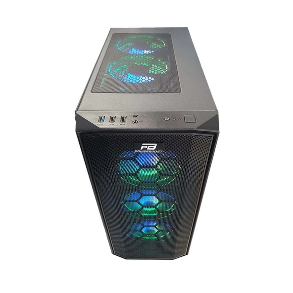 PowerBoost X58RGB USB 3.0 Mesh 4xRGB Fanli Kasa PSU Yok - 3