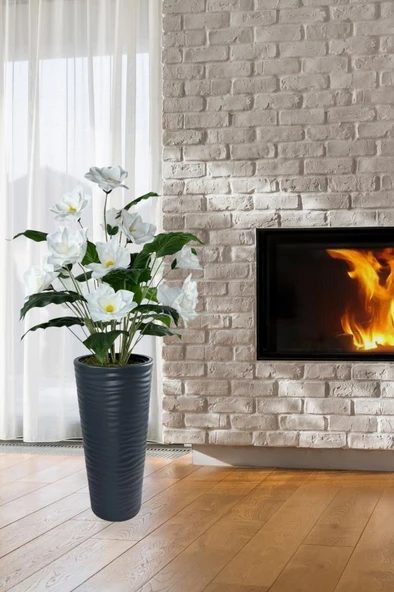 Nettenevime Yapay Çiçek Manolya Antrasit Kumsal Vazoda 125*60cm - Resim 2