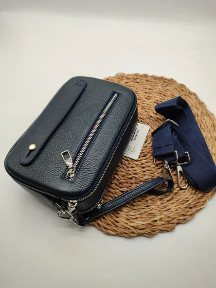 Deri El Çantası Omuz Çantası Lacivert Renk - 2