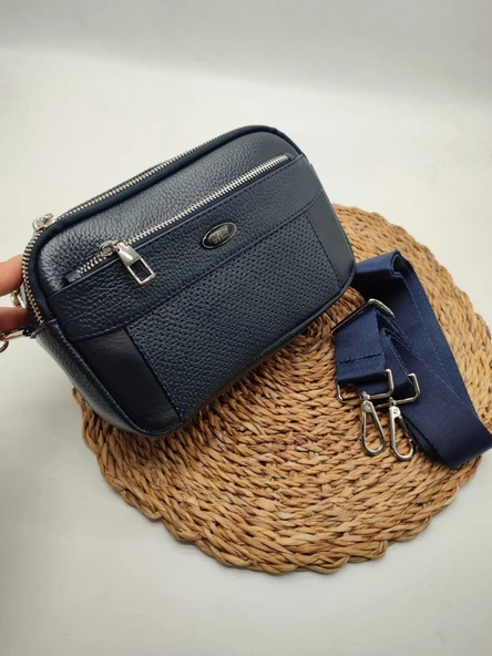 Deri El Çantası Omuz Çantası Lacivert Renk - 3