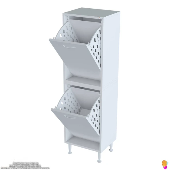 Modilayn İLKİM Modern Çamaşır Ünitesi, 50x138x32,5 cm Gizli 4 Göz Minimalist Akıllı Sepetli Dolap - Resim 5