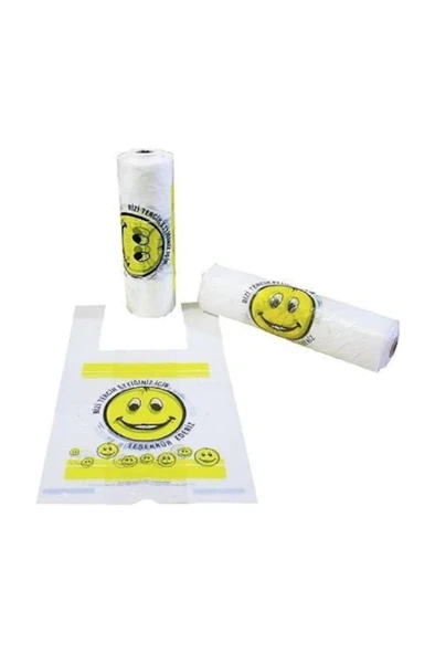 Baskılı Rulo Poşet Küçük Boy x5 Rulo Gülenyüz Baskılı Market Manav Poşeti Çöp Poşeti - 2