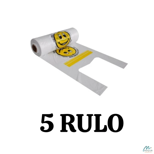 Baskılı Rulo Poşet Orta Boy x5 Rulo Gülenyüz Baskılı Market Manav Poşeti Çöp Poşeti