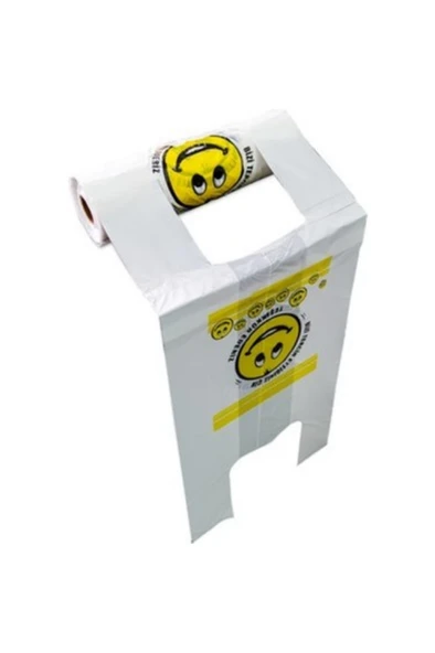 Baskılı Rulo Poşet Büyük Boy x5 Rulo Gülenyüz Baskılı Çöp Poşeti Market Manav Poşeti - 2