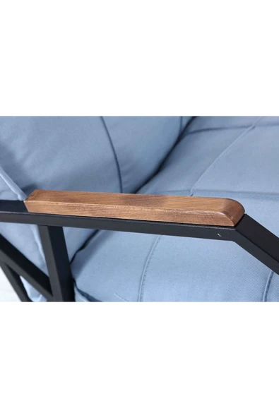 Mygusi Hayal Serisi Balkon, Bahçe, Cafe - Metal Kanepe Koltuk Takımı - 2+1+1 Sehpalı - Turkuaz - 2