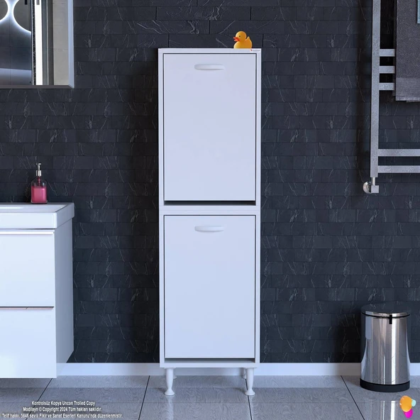 Modilayn İLKİM Modern Çamaşır Ünitesi, 40x138x32,5 cm Gizli 4 Göz Minimalist Akıllı Sepetli Dolap - Resim 3