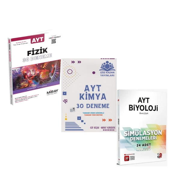 Miray AYT Fizik Çöz Kazan Kimya ve 3D Biyoloji Deneme Seti 3 Kitap