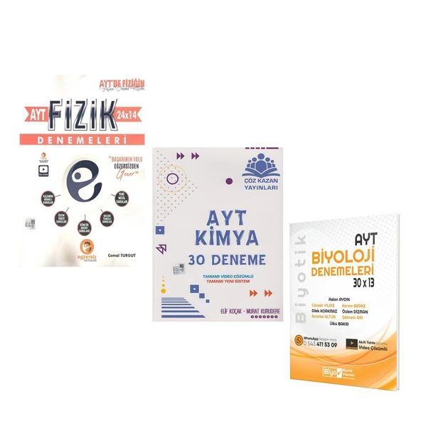 Egzersiz AYT Fizik Çöz Kazan Kimya ve Biyotik Biyoloji Deneme Seti 3 Kitap