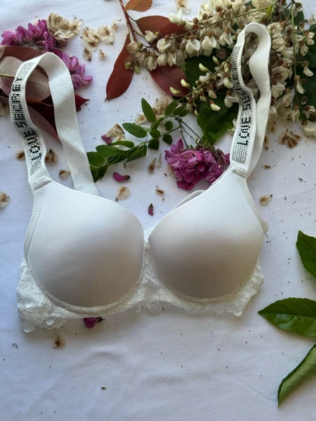 Love socret Beyaz, Dantelli, Dolgulu, Taşlı ,Şık ve Rahat , Kadın İç çamaşırı - 2