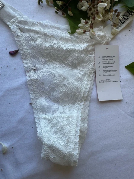 Love socret Beyaz, Dantelli, Dolgulu, Taşlı ,Şık ve Rahat , Kadın İç çamaşırı - 4