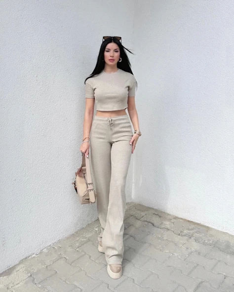 Bol paça pantolonlu alt üst takım - 3