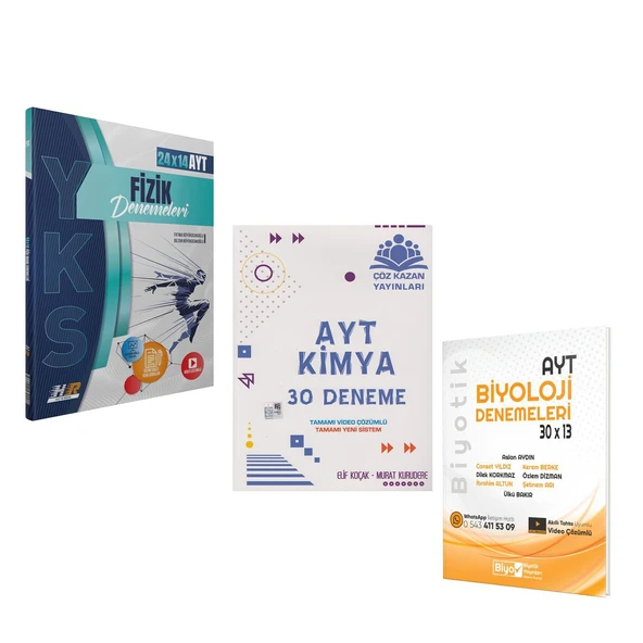 Hız Renk AYT Fizik Çöz Kazan Kimya ve Biyotik Biyoloji Deneme Seti 3 Kitap