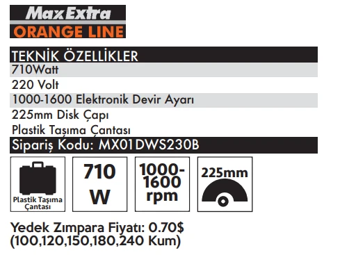 MAX EXTRA DWS230 - Alçıpan Duvar Zımparalama Makinesi 710 Watt - Resim 2