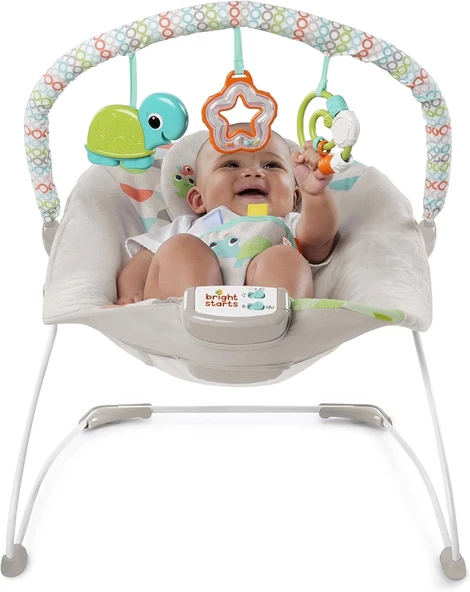 Bright Starts Ana Kucağı Yatıştırıcı Titreşimler Bebek Koltuğu, Çıkarılabilir Oyuncak Barı, 0-6 Ay, 9 kg'a Kadar (Mutlu - 2