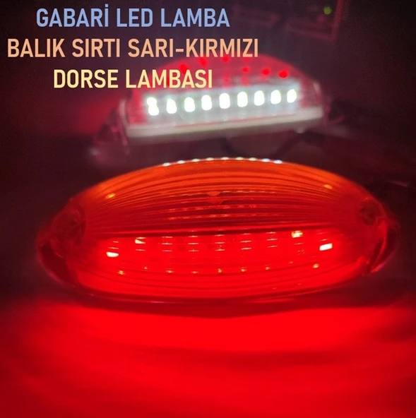 Gabari Led Balık Sırtı Dorse Lambası Sarı-kırmızı 12-24 Volt 1 Adet ürün görseli