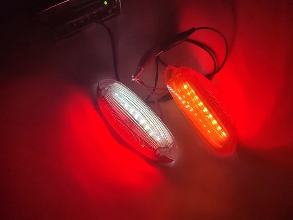 6 Adet Gabari Led Balık Sırtı Dorse Lambası Sarı-kırmızı 12-24 Volt - Resim 4