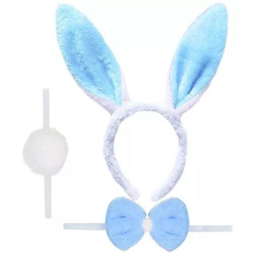 Tavşan Kostüm Seti Mavi Renk - Taç, Papyon, Ponpon, Kuyruk ürün görseli 1