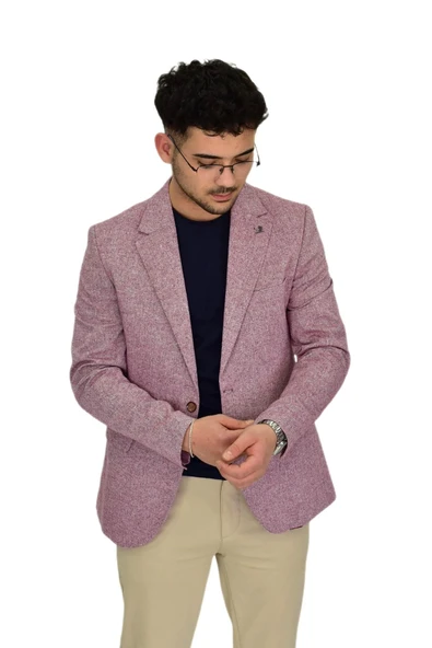 Erkek Bordo Tek Spor Ceket Çift Yırtmaçlı BGL-ST04464 - Resim 6