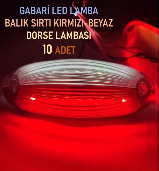 10 Adet Gabari Balık Sırtı Dorse Lambası Kırmızı-beyaz 12-24 V ürün görseli