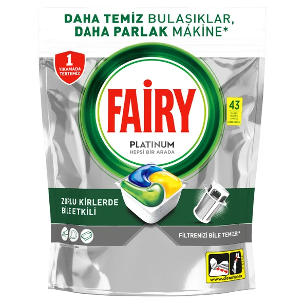 Fairy Platinum 43 Yıkama Bulaşık Makinesi Deterjanı Kapsülü Limon Kokulu