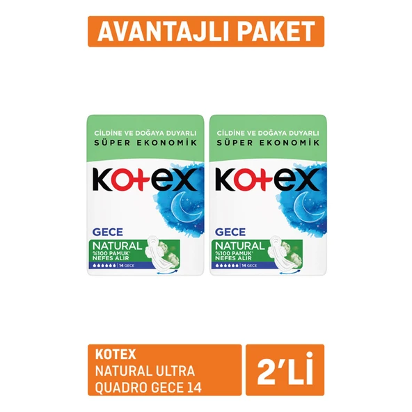 Kotex Natural Ultra Quadro Gece 14 x 2