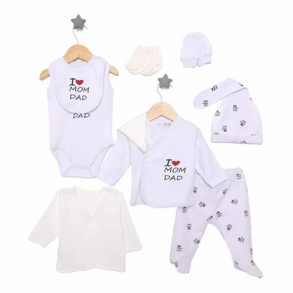 Yenidoğan I Love Mum Dad Kız 10lu Hastane Çıkışı Kız Bebek