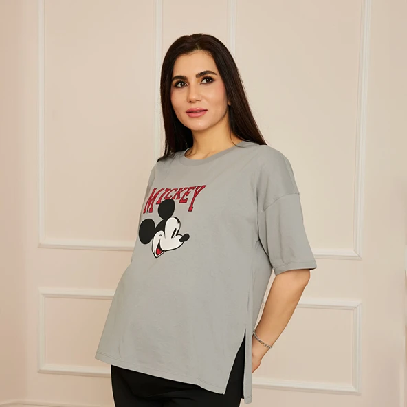 Mickey&Minnie Mouse Hamile Kısa Kol Tshirt Anne Giyim