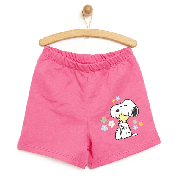 Kız Bebek Şort İki İplik Snoopy Pembe