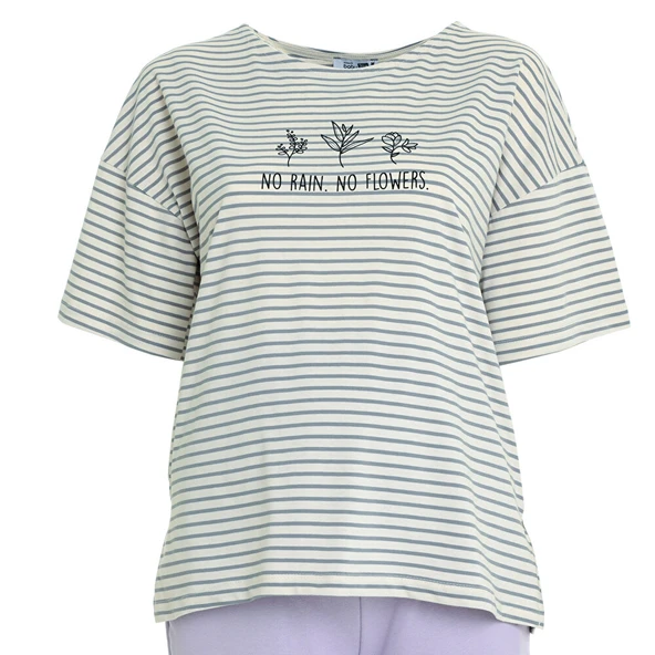 Yarım Kol Çizgili Hamile Tshirt Anne Giyim