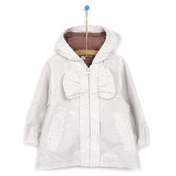 Basic Kız Bebek Fiyonklu Kapüşonlu Yağmurluk Kız Bebek