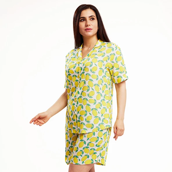 Limon Desenli Pijama Takımı Anne Giyim