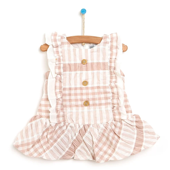 Basic Kız Bebek Düğmeli Fırfırlı Elbise Kız Bebek