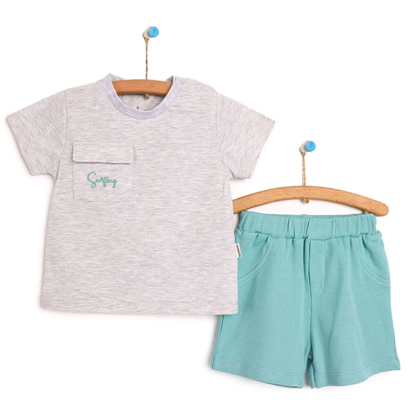 Surfing Şık Cep Detaylı Tshirt-Şort Takım Erkek Bebek