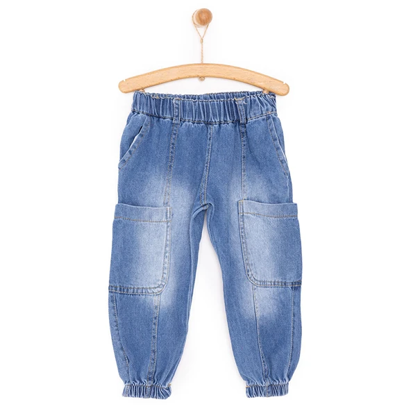 Erkek Bebek Pantolon Denim Kumaş Lastikli Cool Boy İndigo