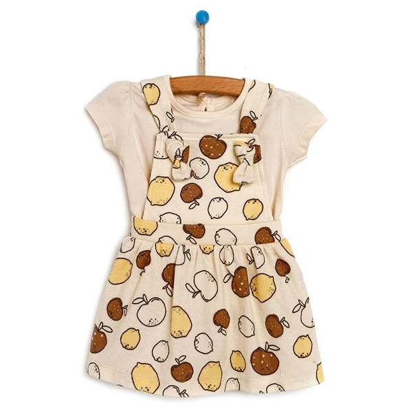 Yenidoğan Spring Fruits Elbise-Tshirt 2li Takım Kız Bebek