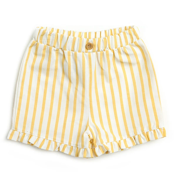 Basic Kız Bebek Sarı Çizgili Bermuda Şort Kız Bebek