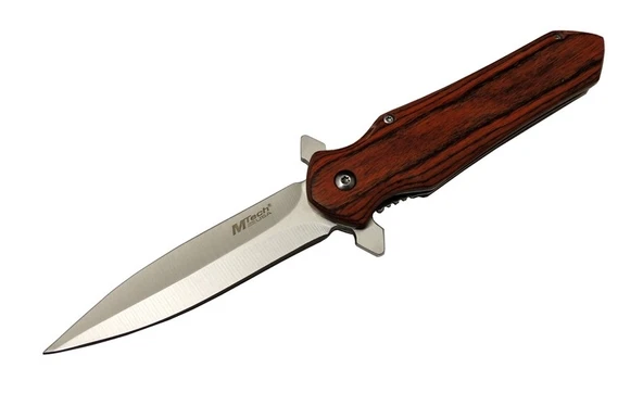 4-11 Kahverengi Kamp Çakı 21cm- Yarı Otomatik, Ahşap Sap