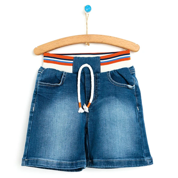 Basic Erkek Bebek Lastikli Denim Şort Erkek Bebek