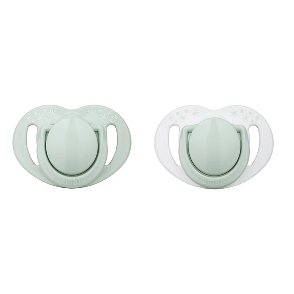 Powder Green Desenli 2'li Silikon Ortodontik Yalancı Emzik 0 Ay + (Kutulu)