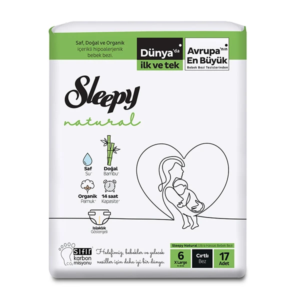 Natural 6 Beden Bebek Bezi 15-25 kg 17 Adet