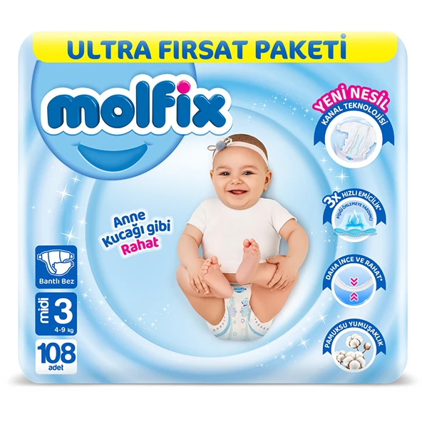 Ultra Fırsat Paketi Midi 3 Beden 108 Adet